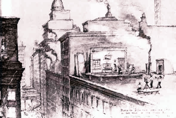 Drawing By Stuart Blackton Of Vitagraph's Roof Top Open Air Studio